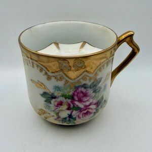 Antique Royal Crown Hand Painted Gilded Left Handle Mustache Guard Coffee